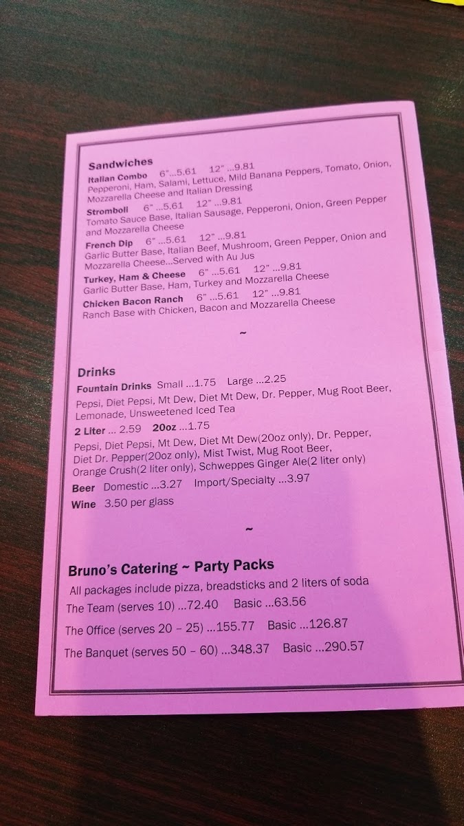 Menu Bruno's Pizza Downtown-6